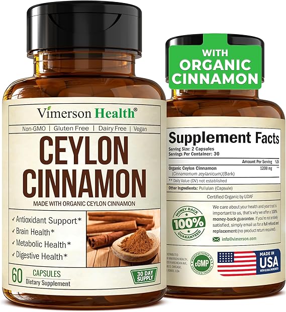 Organic Ceylon Cinnamon Supplement for Healthy Blood Sugar Levels